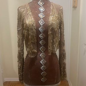 Tracy Reese beaded bell sleeve bolero